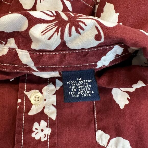 GAP Vintage Red Hawaiian Button Down Short Cotton Sleeve Shirt - Picture 11 of 11